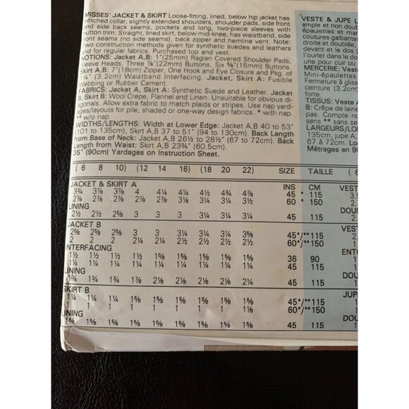 Vogue Misses Jacket Skirt Sewing Pattern 7021 Size 12 14 16 - Uncut - Picture 6 of 9